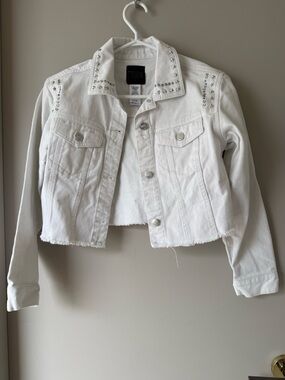 Truce Girls Cropped White Denim Jacket